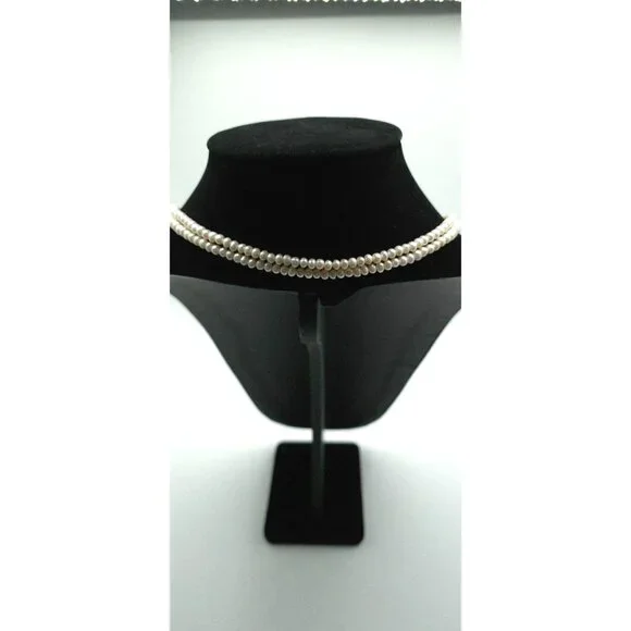 Vintage Pearl & Garnet Tassel Lariat Necklace With Elegant Multi Strand Design - Picture 3 of 5